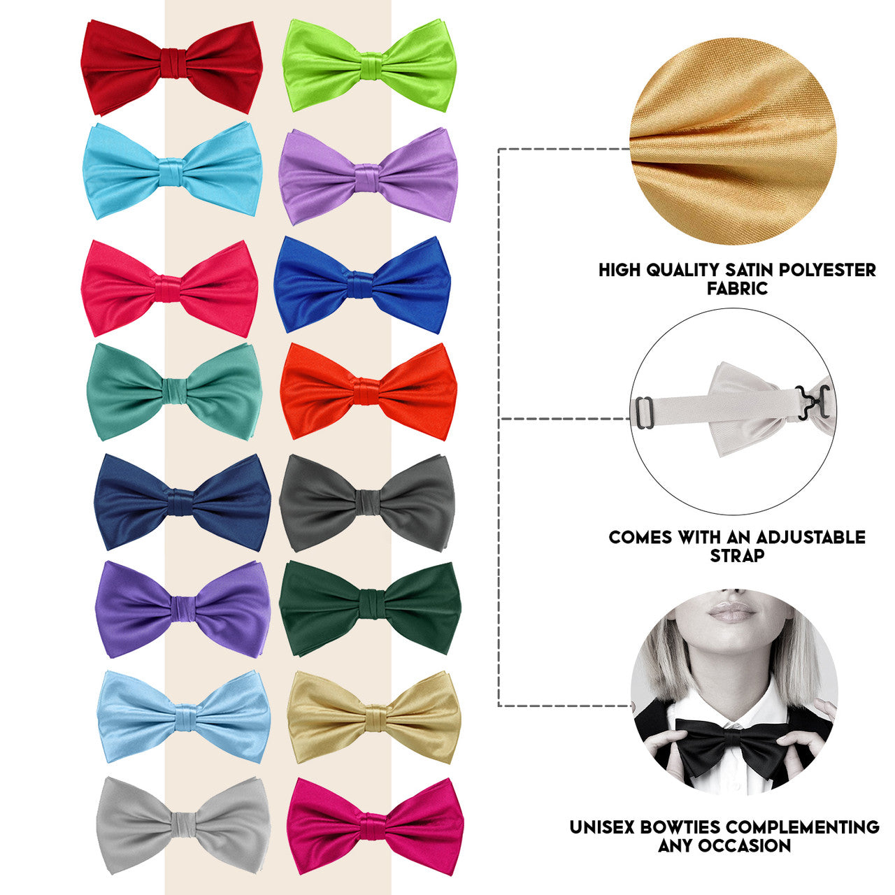 Men's Bow Tie, Neck Tie & Handkerchief Set - Royal Blue