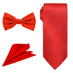 Men's Bow Tie, Neck Tie & Handkerchief Set - Red