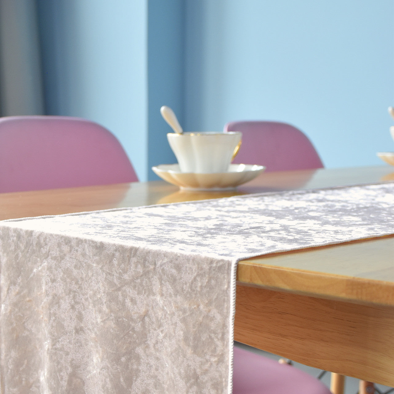 Velvet Table Runner - Blush Pink