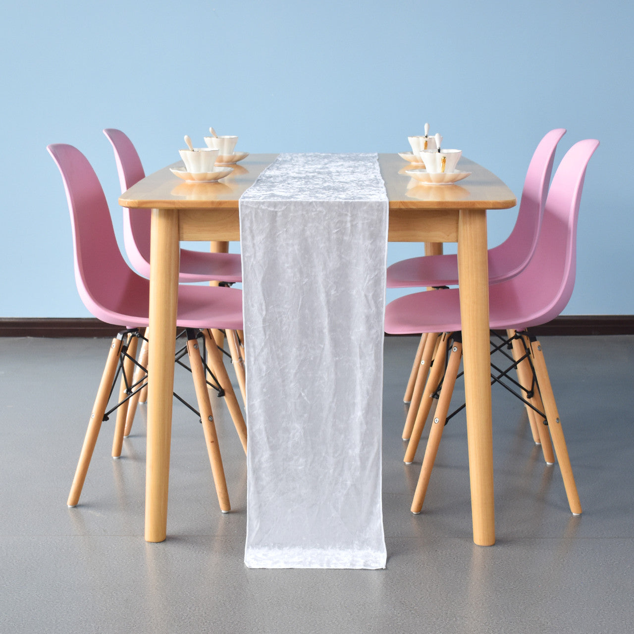 Velvet Table Runner - White