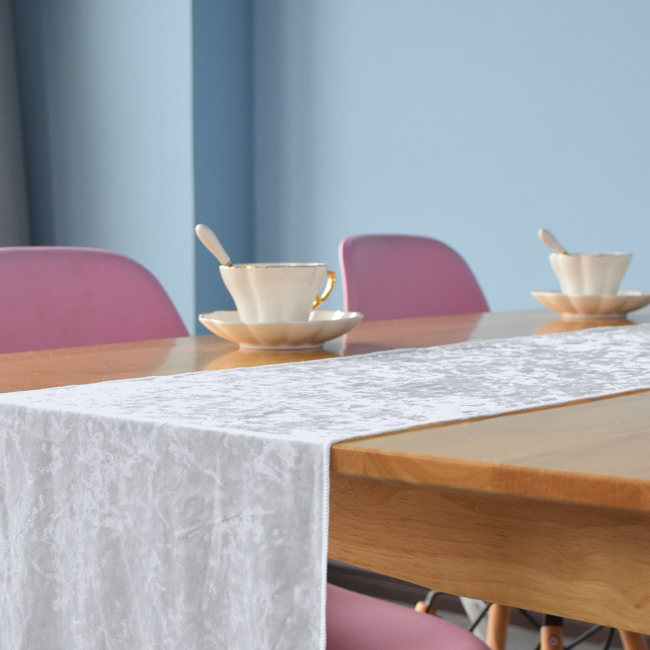 Velvet Table Runner - White