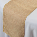Plastic Tablecloth and Hesian Table Runner Set - White & Plain Hessian