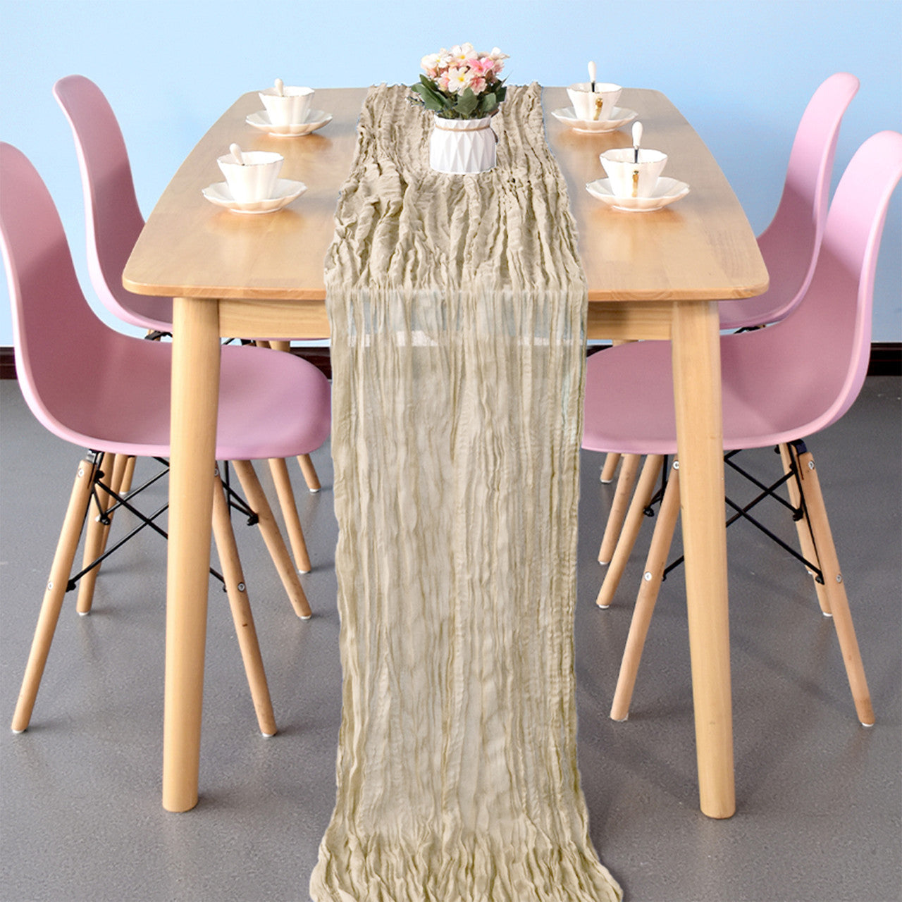 Table Runners- Ruffed Cheesecloth - Beige