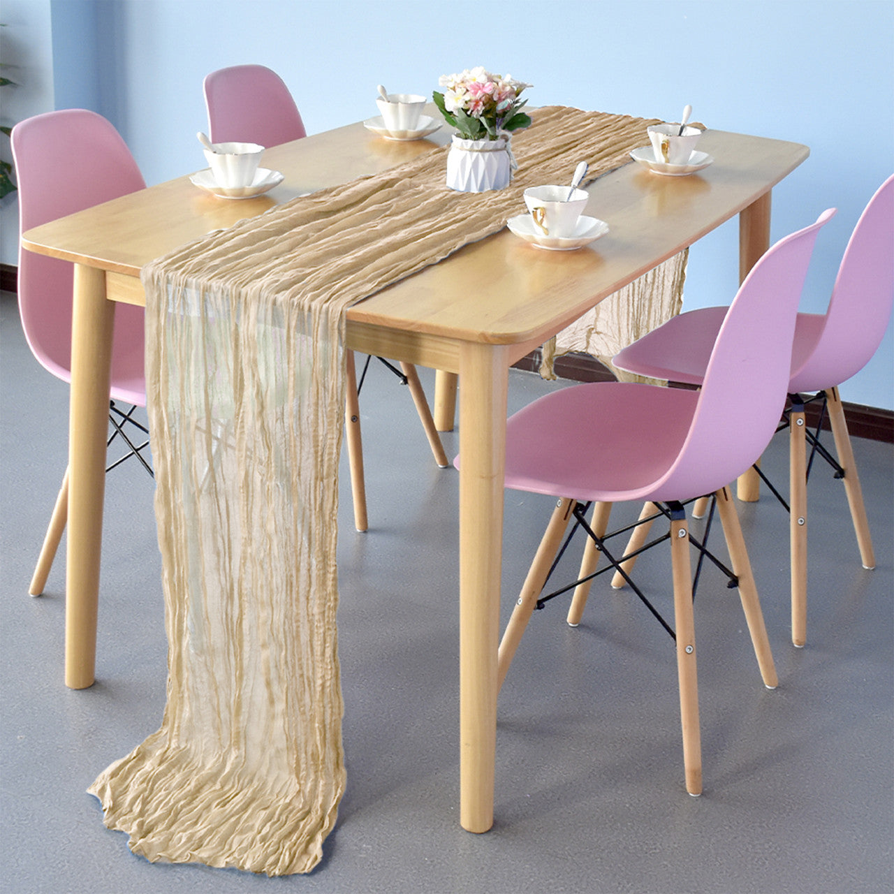Table Runners- Ruffed Cheesecloth - Beige