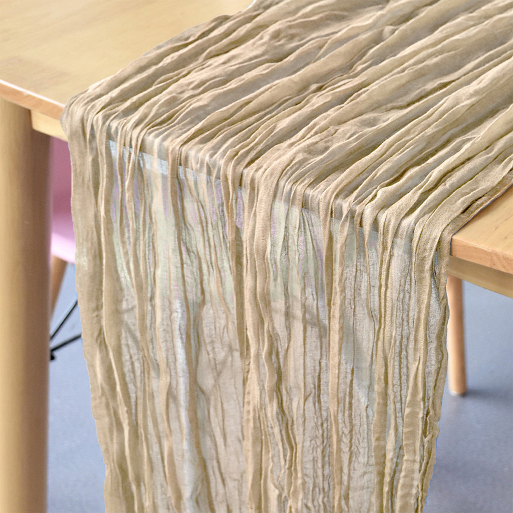 Table Runners- Ruffed Cheesecloth - Beige