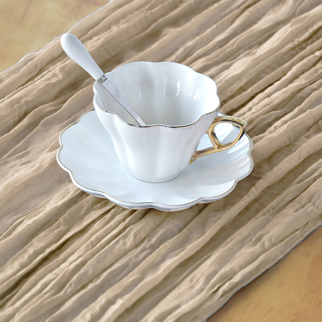 Table Runners- Ruffed Cheesecloth - Beige