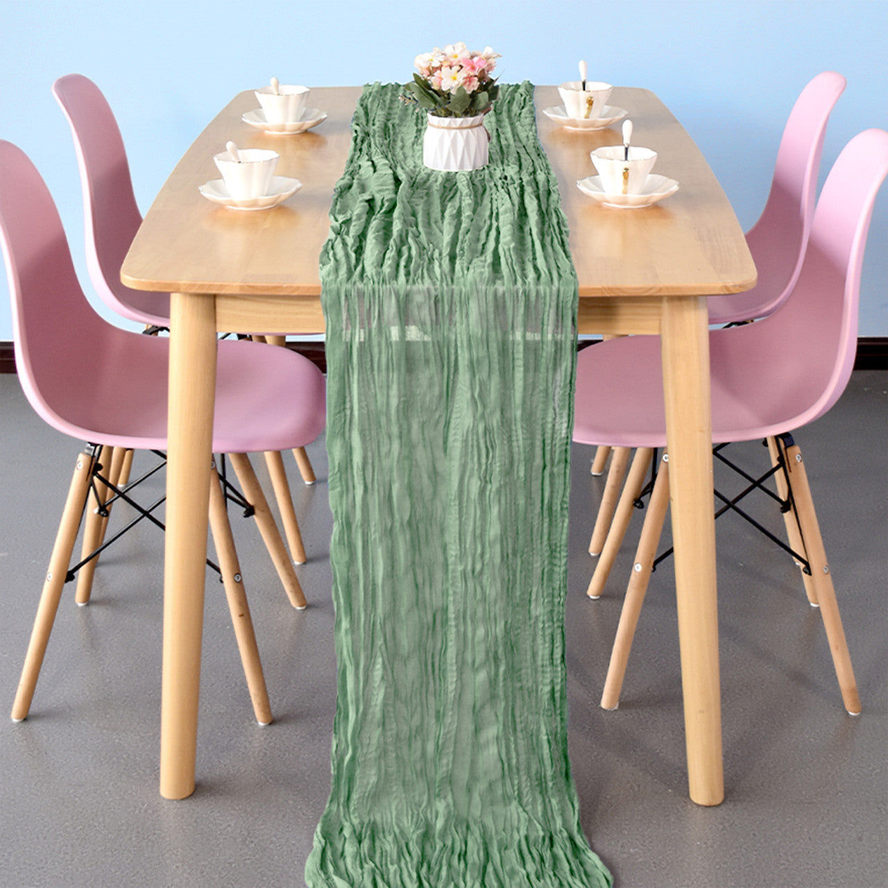 Table Runners- Ruffed Cheesecloth - Sage