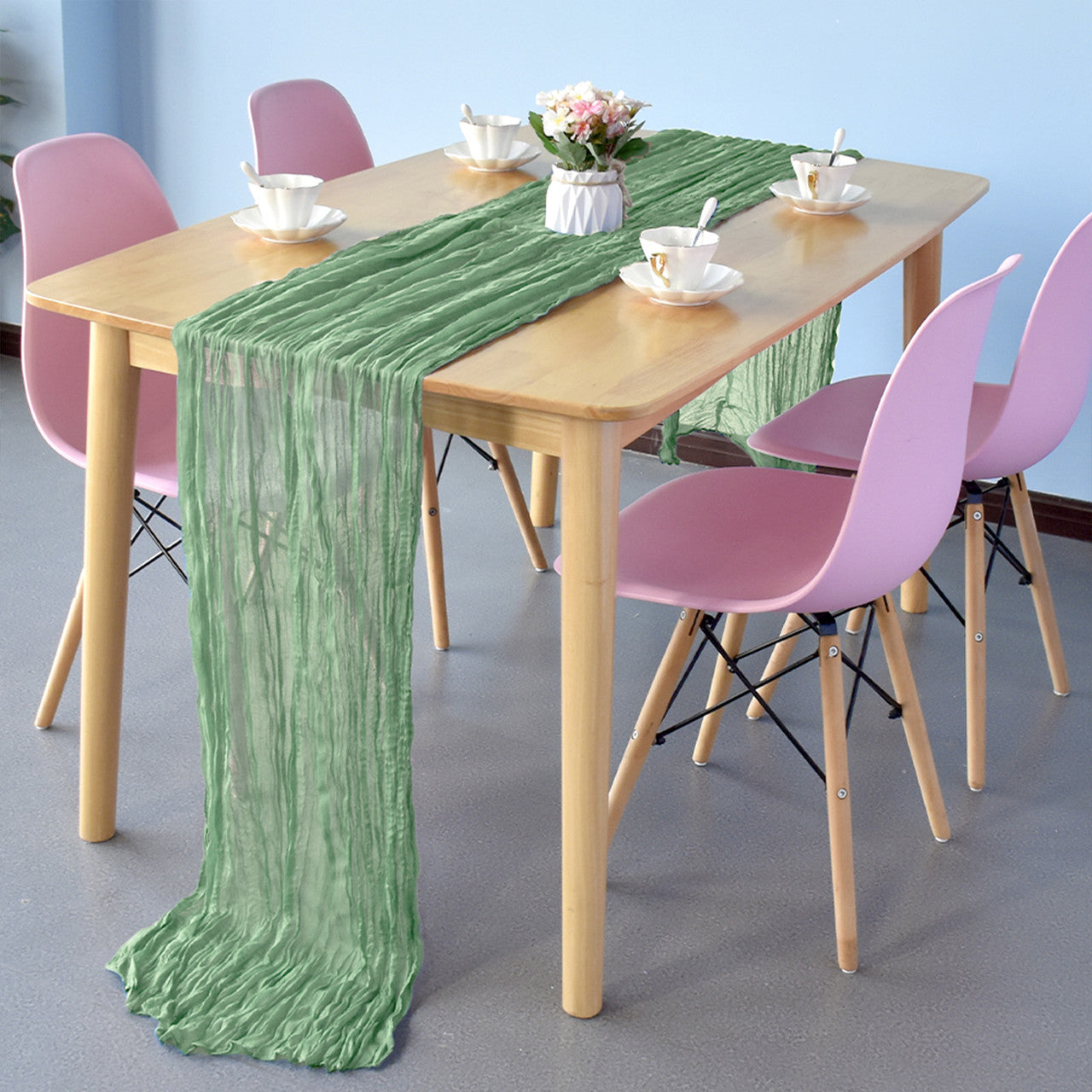 Table Runners- Ruffed Cheesecloth - Sage
