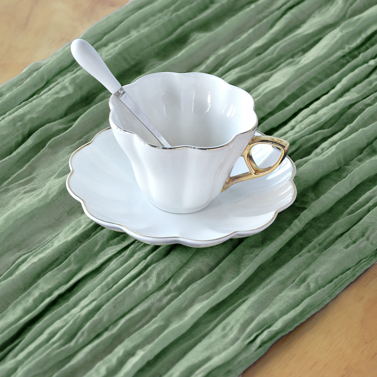 Table Runners- Ruffed Cheesecloth - Sage