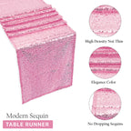 Plastic Table Cloth And Baby Pink Sequin Table Runner Set - 2 pcs