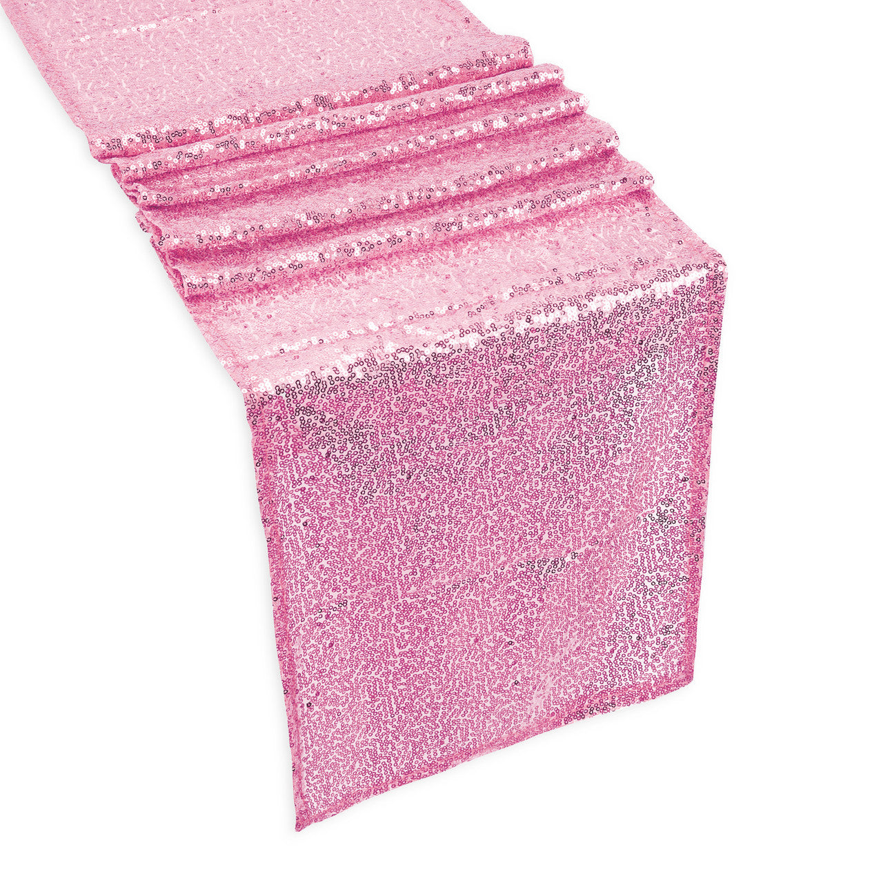 Rectangle Plastic Tablecloth and Sequin Table Runner - White & Baby Pink