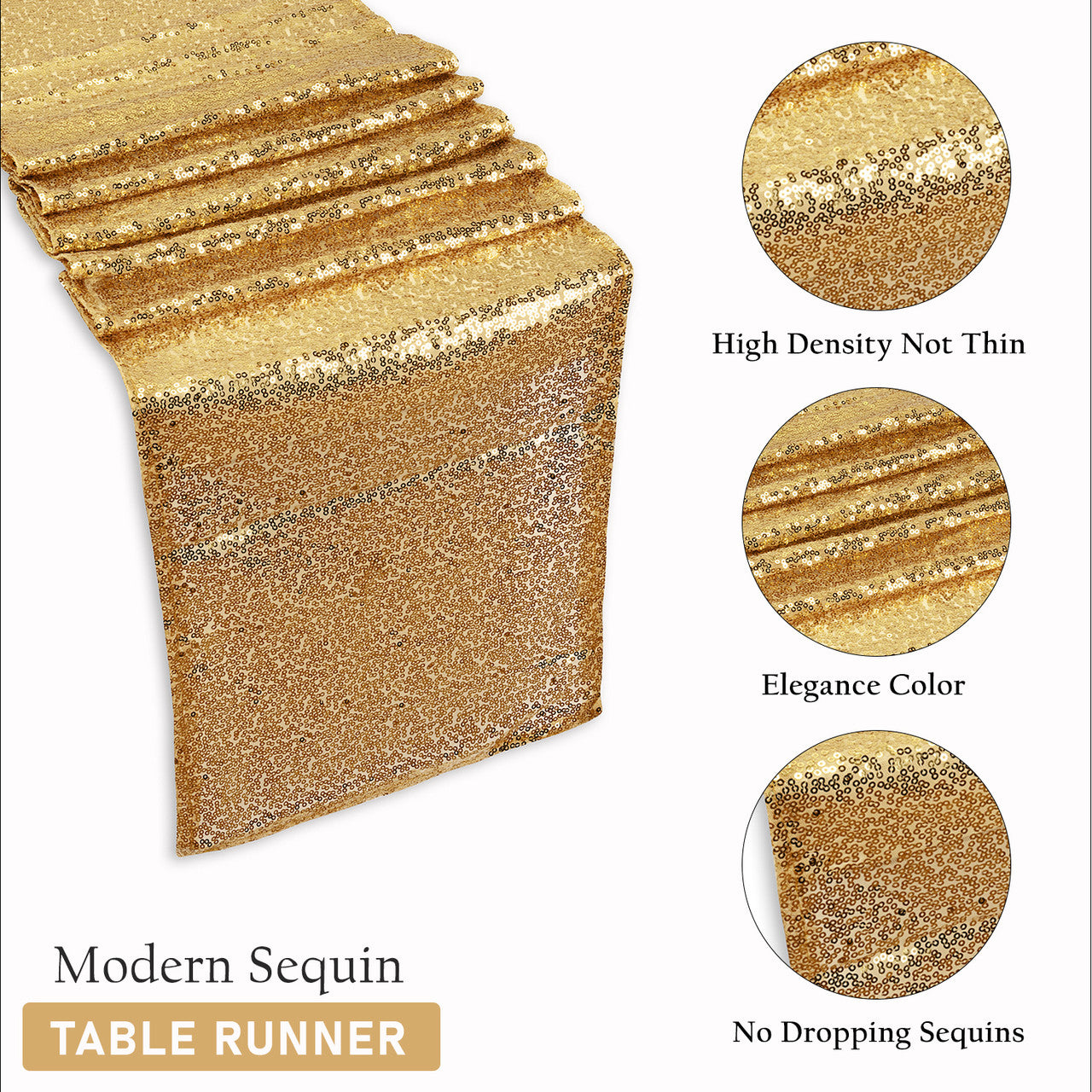 Plastic Table Cloth And Champagne Sequin Table Runner Set - 2pcs