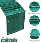 Plastic Table Cloth And Emerald Green Sequin Table Runner Set - 2pcs