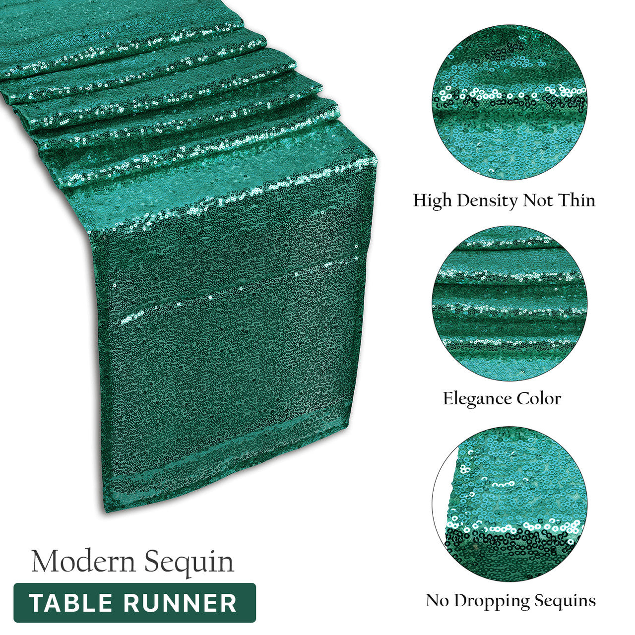 Plastic Table Cloth And Emerald Green Sequin Table Runner Set - 2pcs