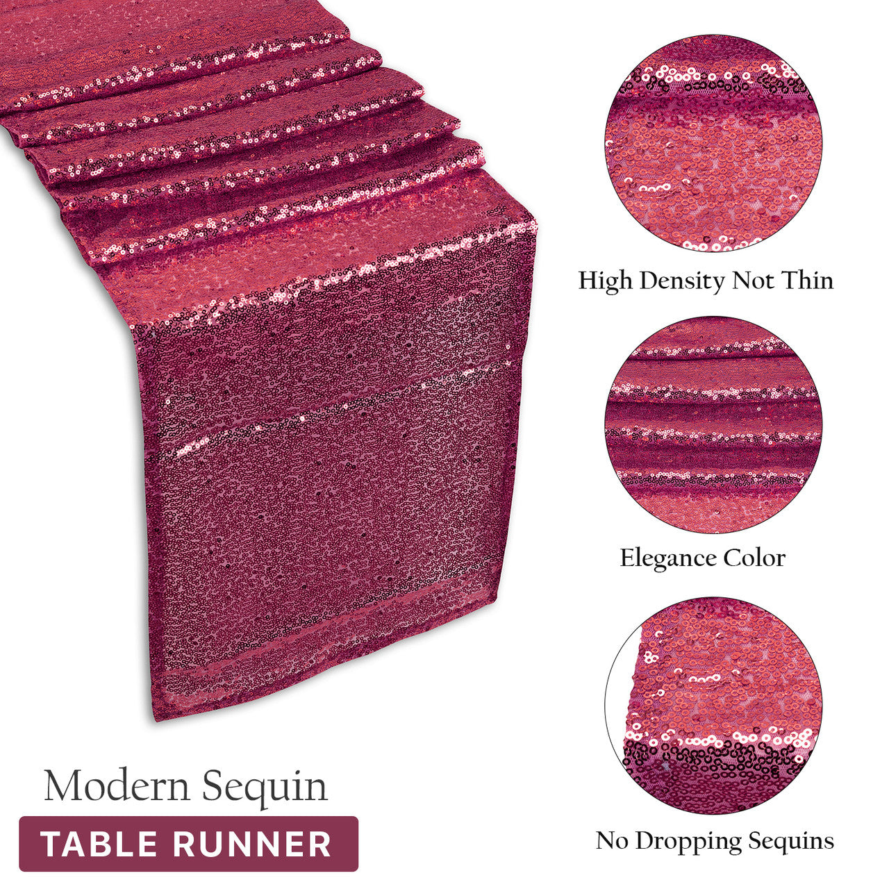 Plastic Table Cloth And Fuchsia Sequin Table Runner Set - 2 pcs