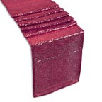 Rectangle Plastic Tablecloth and Sequin Table Runner - White & Fucshia
