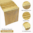 Plastic Table Cloth And Gold Sequin Table Runner Set  - 2Pcs