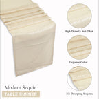 Plastic Table Cloth And Ivory Sequin Table Runner Set - 2pcs