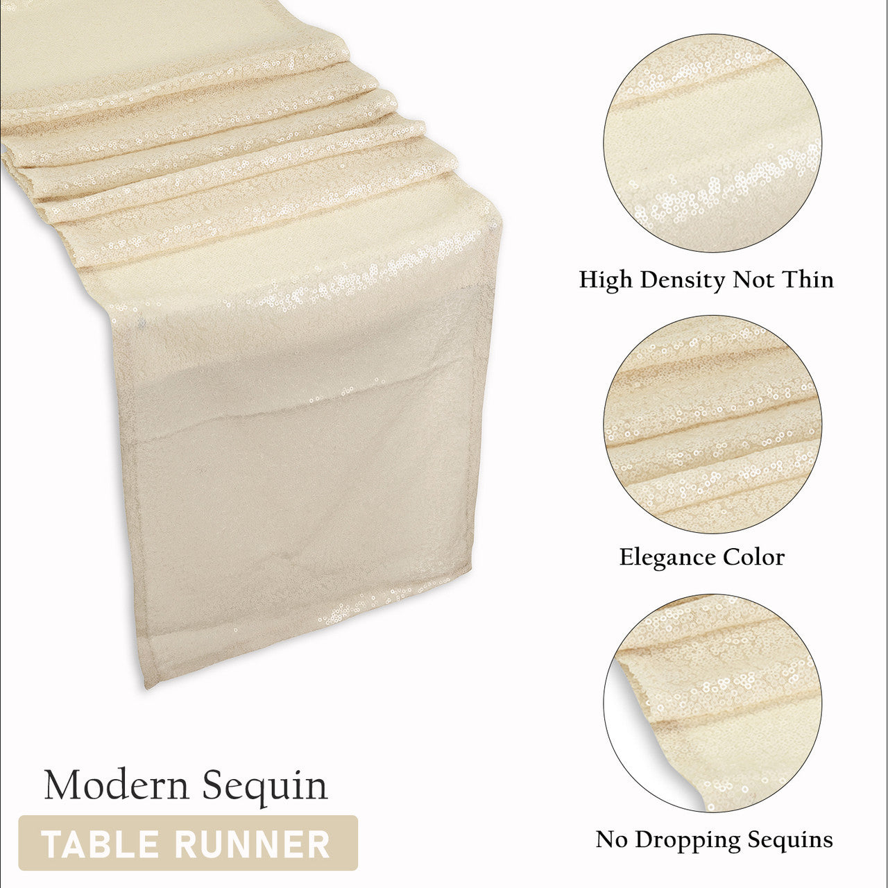 Plastic Table Cloth And Ivory Sequin Table Runner Set - 2pcs