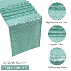 Plastic Table Cloth And Mint Sequin Table Runner Set - 2pcs