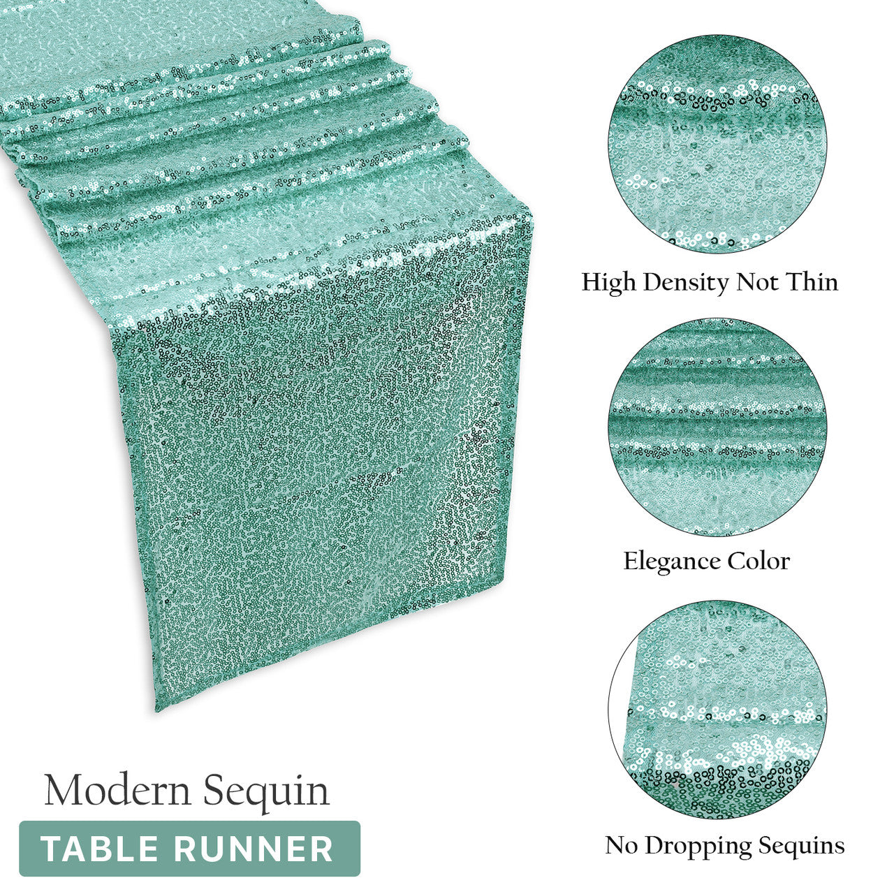 Plastic Table Cloth And Mint Sequin Table Runner Set - 2pcs