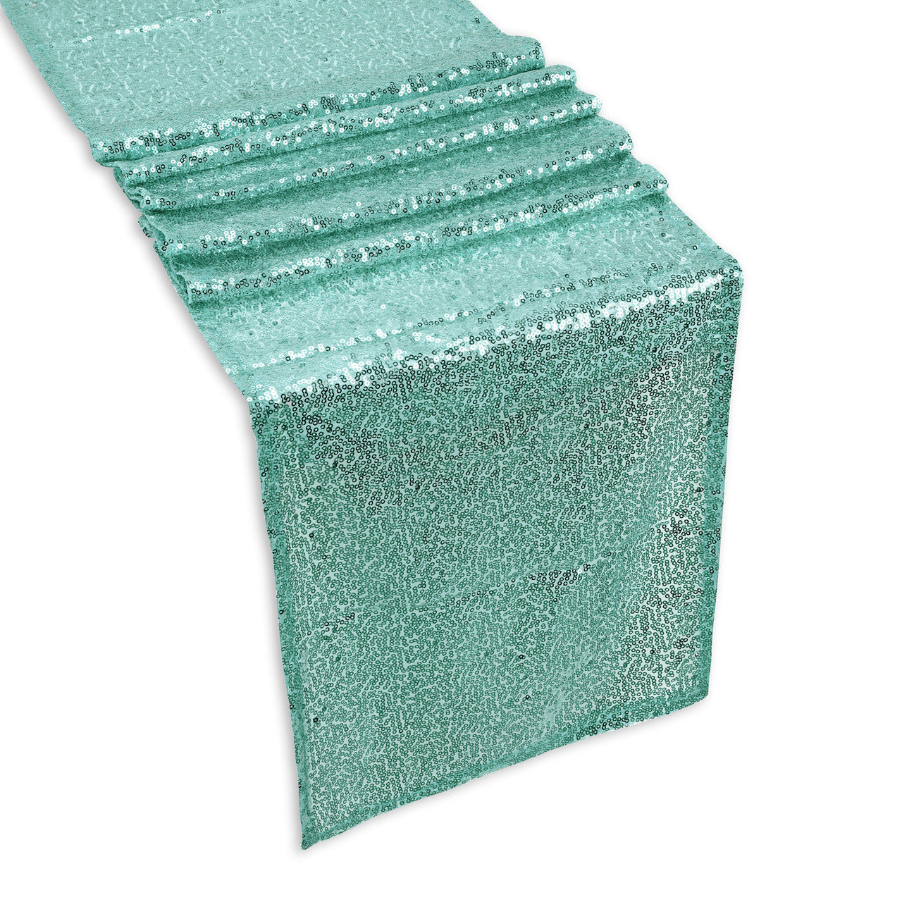 Rectangle Plastic Tablecloth and Sequin Table Runner - White & Mint Green