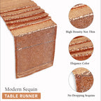 Plastic Table Cloth And Peach Sequin Table Runner Set - 2pcs