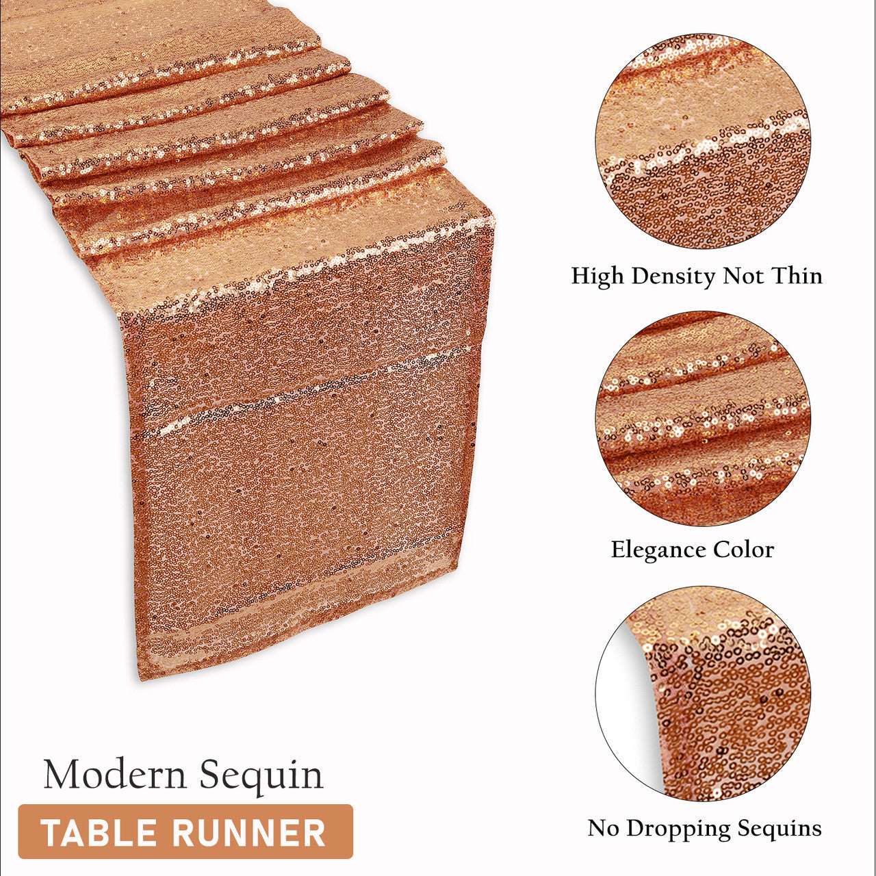 Plastic Table Cloth And Peach Sequin Table Runner Set - 2pcs