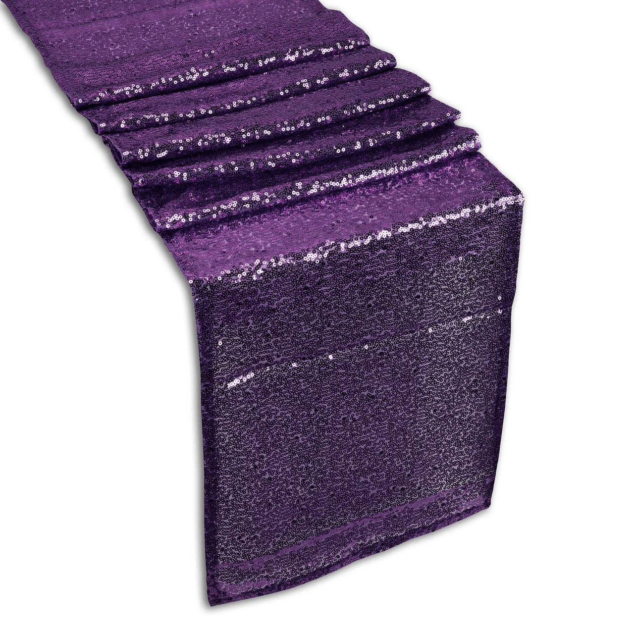 Plastic Table Cloth And Purple Sequin Table Runner Set - 2pcs