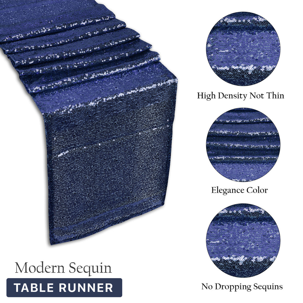 Plastic Table Cloth And Royal Blue Sequin Table Runner Set - 2pcs