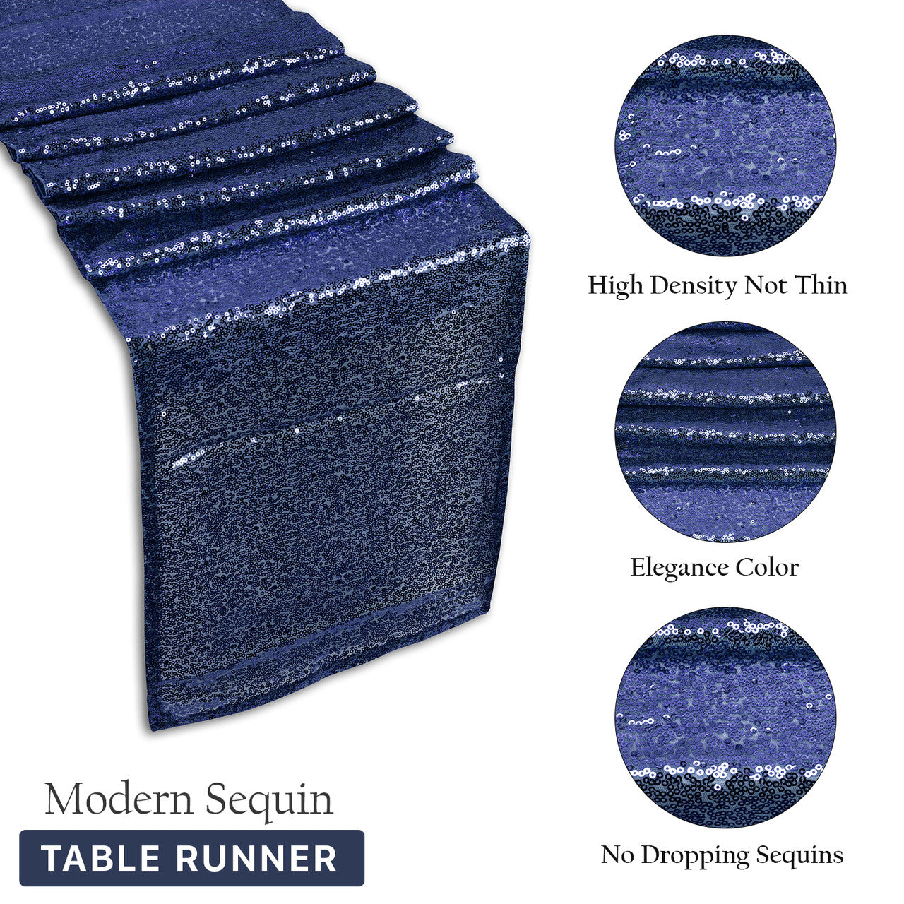 Plastic Table Cloth And Royal Blue Sequin Table Runner Set - 2pcs