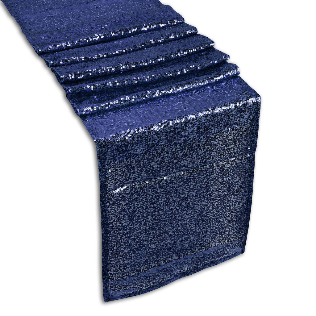 Plastic Table Cloth And Royal Blue Sequin Table Runner Set - 2pcs
