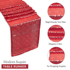 Rectangle Plastic Tablecloth and Sequin Table Runner - White & Red
