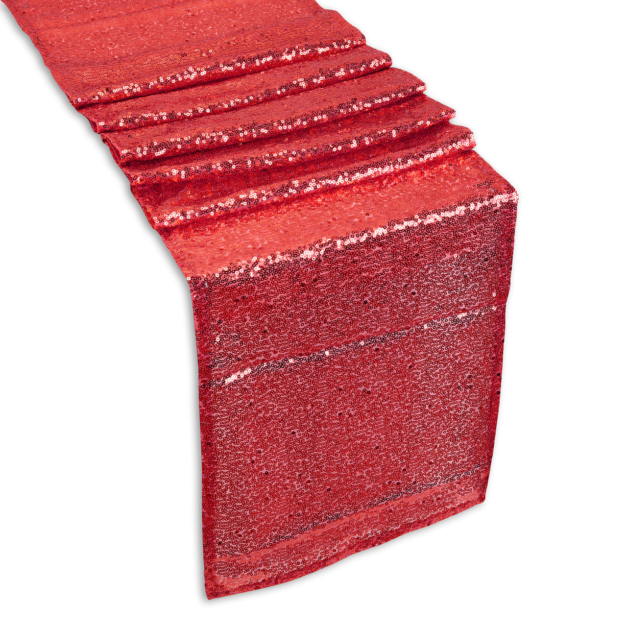 Rectangle Plastic Tablecloth and Sequin Table Runner - White & Red