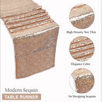 Plastic Table Cloth And Rose Gold Sequin Table Runner Set - 2pcs