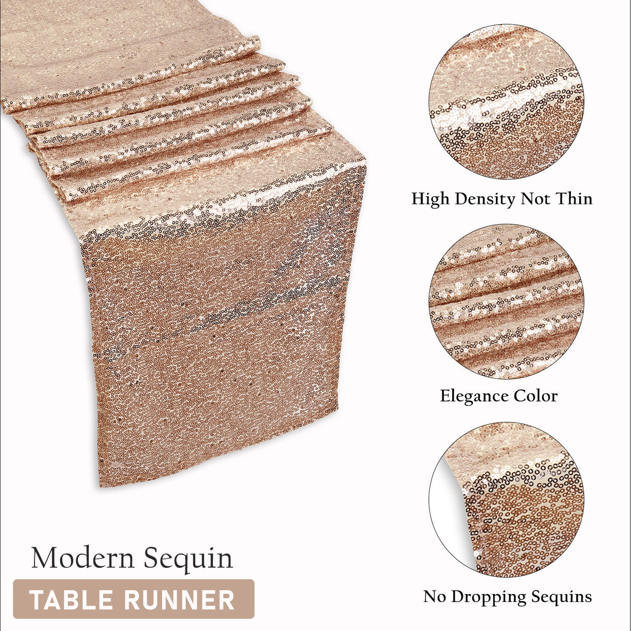 Plastic Table Cloth And Rose Gold Sequin Table Runner Set - 2pcs