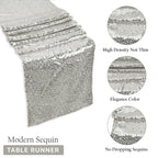 Plastic Table Cloth And Silver Sequin Table Runner Set - 2pcs