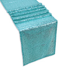 Plastic Table Cloth And Sequin Turquoise Table Runner Set - 2pcs