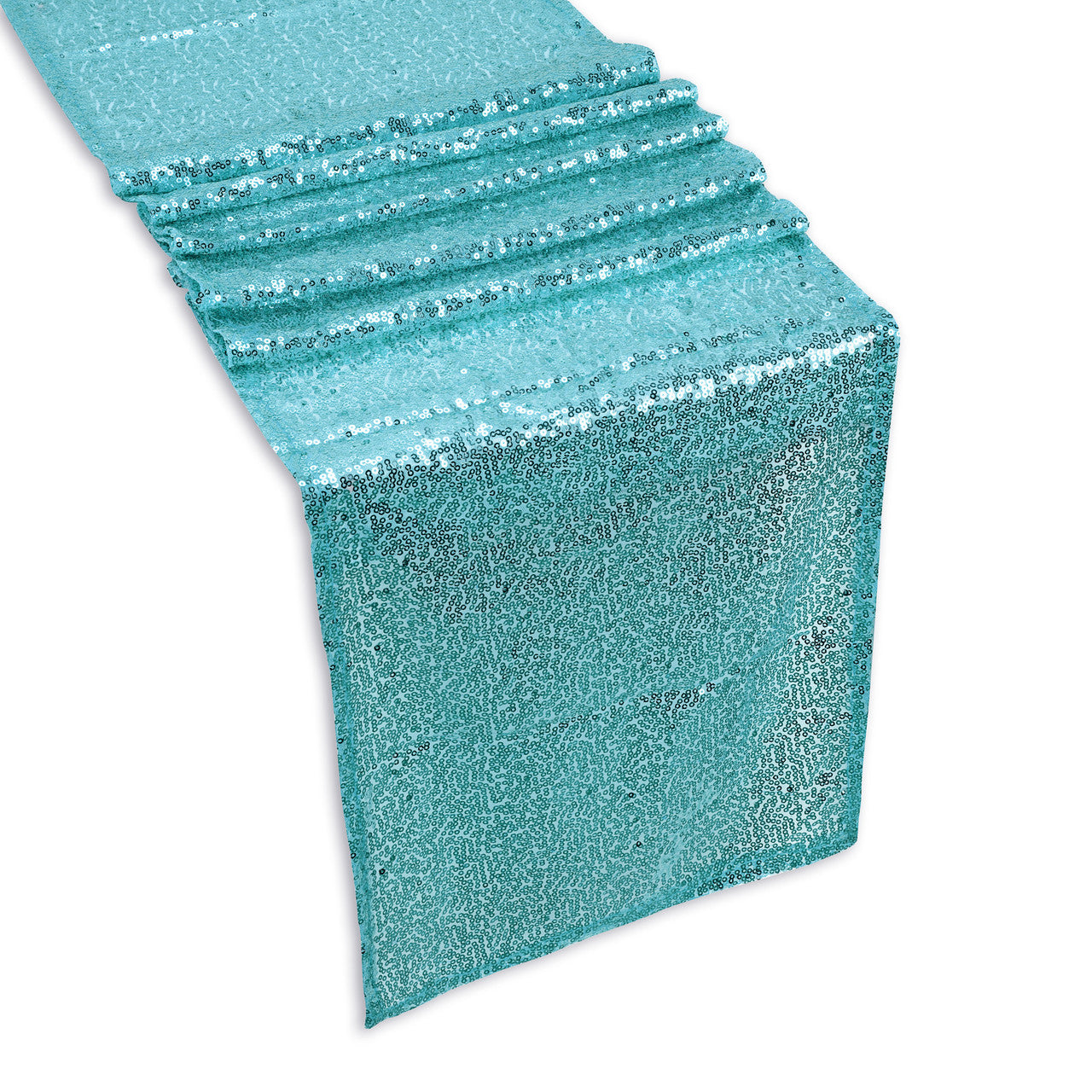 Plastic Table Cloth And Sequin Turquoise Table Runner Set - 2pcs
