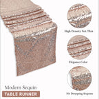 Rectangle Plastic Tablecloth and Sequin Table Runner - White & Nude