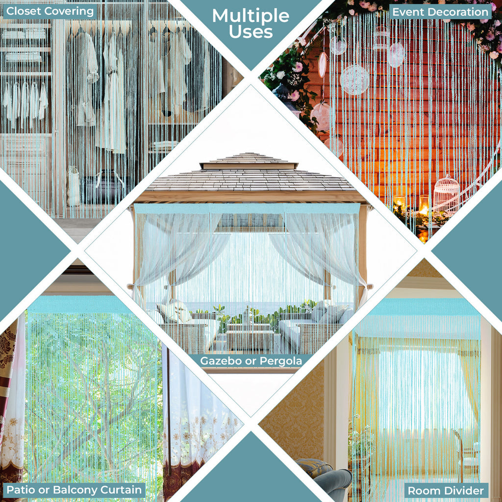 Shiny String Curtain Panel - Turquoise