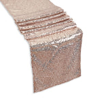 Rectangle Plastic Tablecloth and Sequin Table Runner - White & Nude