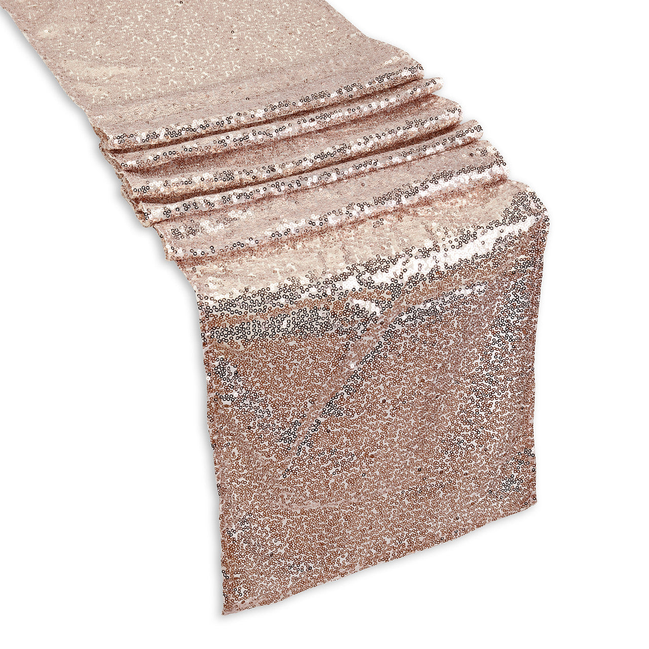 Rectangle Plastic Tablecloth and Sequin Table Runner - White & Nude