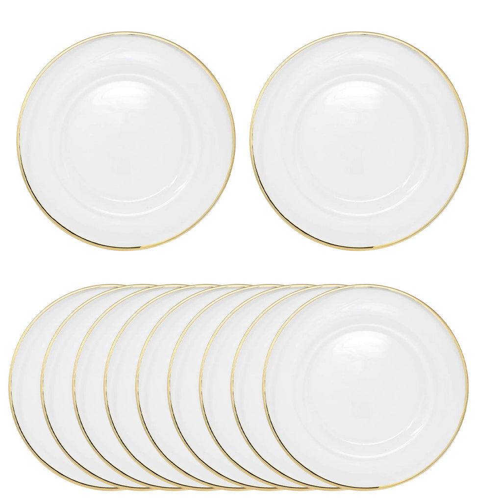 13" Acrylic Charger Plate - Clear with Gold Trim