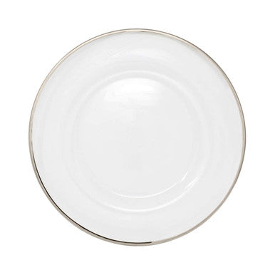 Acrylic Charger Plate - Clear with Silver Trim x 6