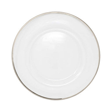 13" Acrylic Charger Plate - Clear with Silver Trim