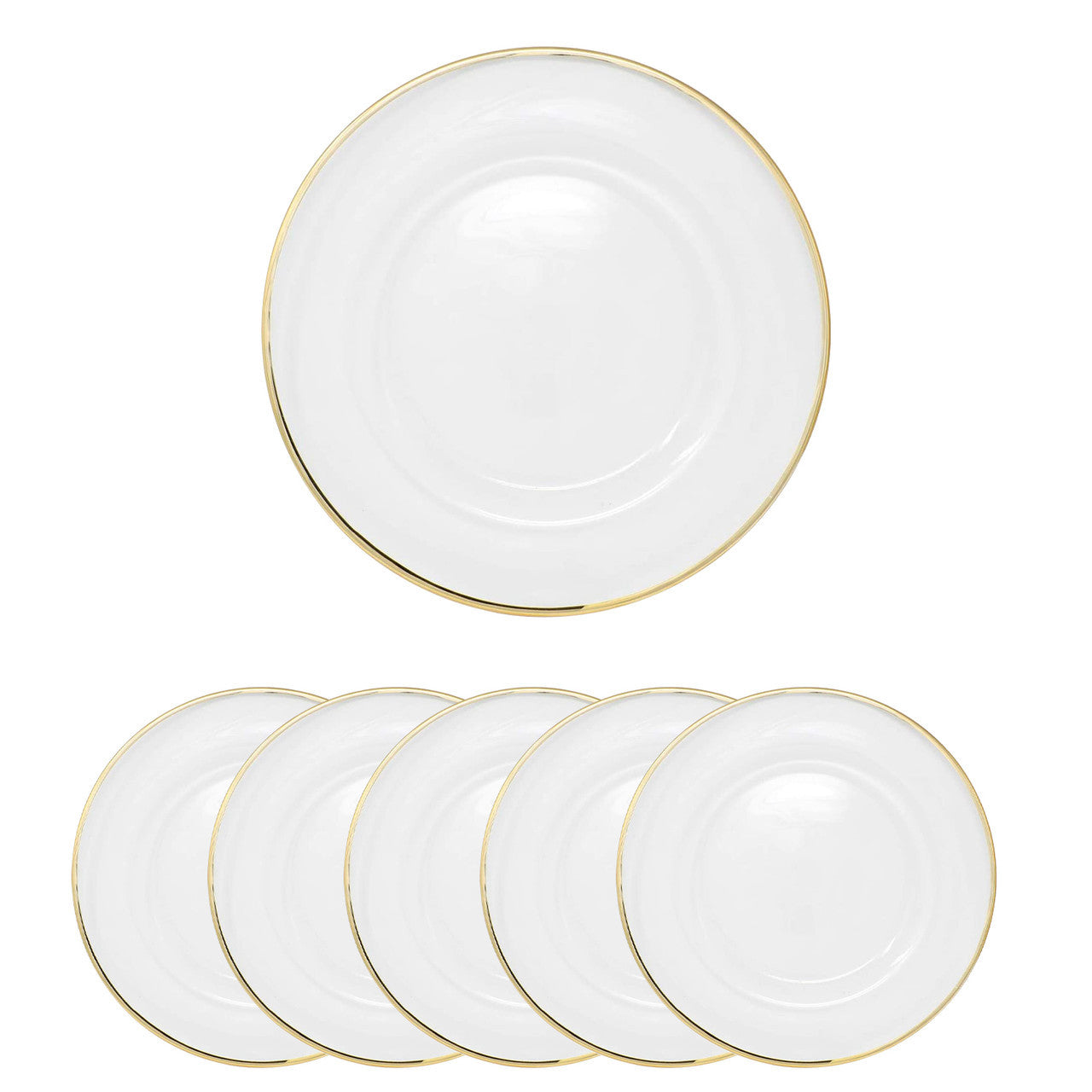 Acrylic Charger Plate - Clear with Gold Trim x 6
