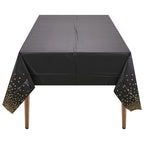 Rectangular Plastic Disposable Tablecloth - Black - Gold Dot Confetti Print