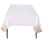 Rectangular Plastic Disposable Tablecloth - White - Gold Dot Confetti Print