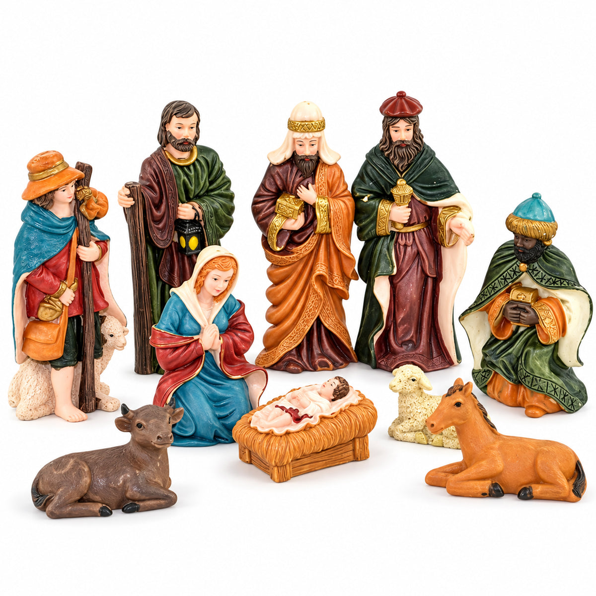 Set of 10 Resin Nativity Figures